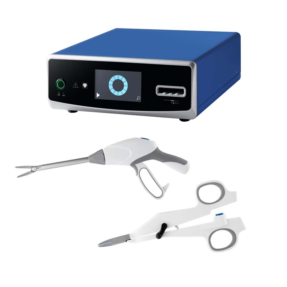 ES4 generator with laparoscopic sealer and divider and open scissors-style sealing instrument