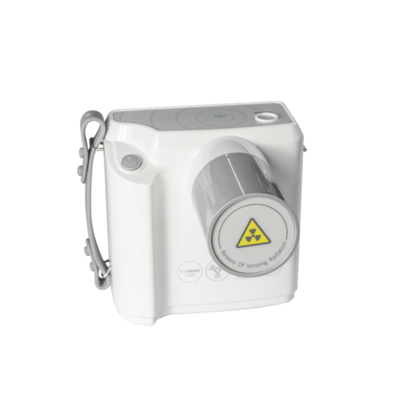 IDEN-X1 dental X-ray unit — alternate angle showing radia... IDEN-X1 dental X-ray unit — alternate angle showing radiation warning label and wrist strap