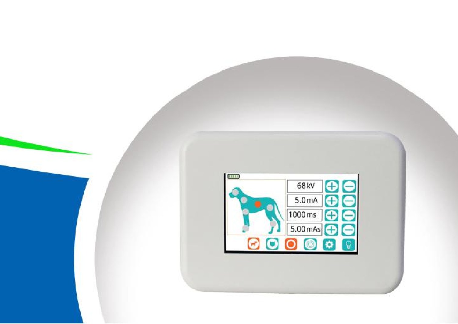 IFLEX-360 control panel touchscreen with anatomy preset
