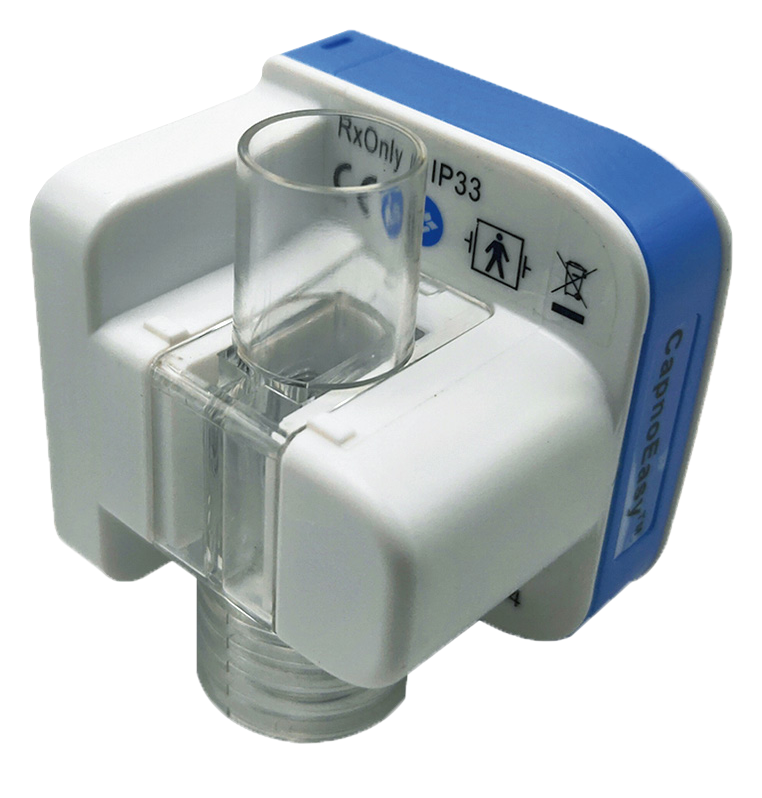 IWA-CAPNO-P mainstream airway adapter with transparent optical window, RxOnly and IP33 markings