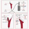 IWA-SCT10 — labelled components: cryogun, gas pipe, gas tank IWA-SCT10 — labelled components: cryogun, gas pipe, gas tank valve, gas tank connection port, USB charging port, display screen, power switch, distance measuring lamp, infrared temperature sensor, air outlet