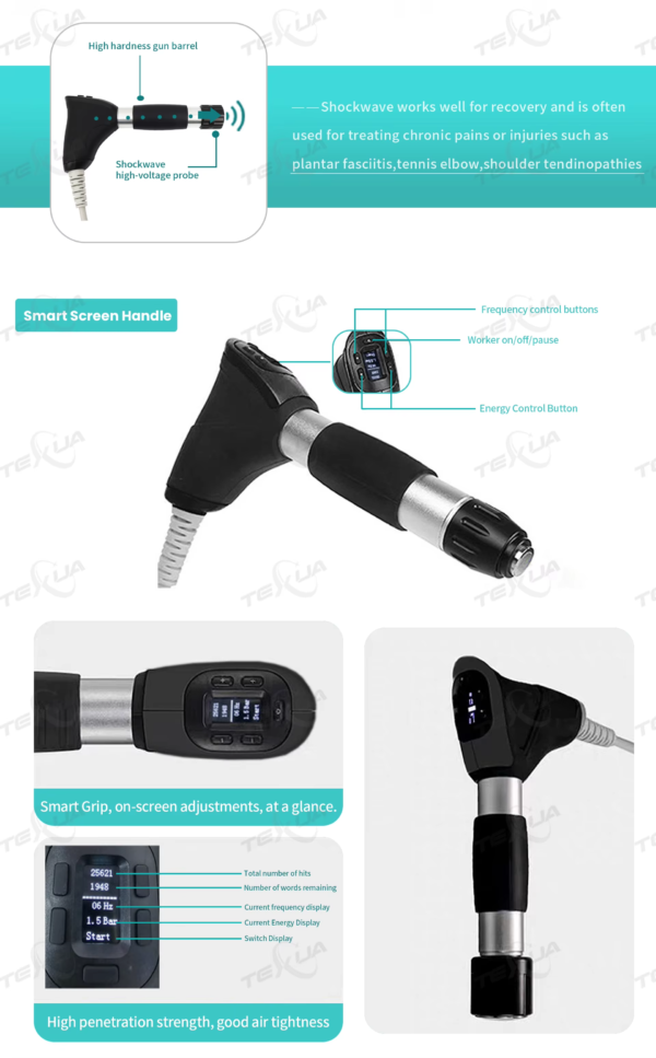 IWA-SWT10 smart screen handle — frequency, energy, and pa... IWA-SWT10 smart screen handle — frequency, energy, and pause controls on the grip