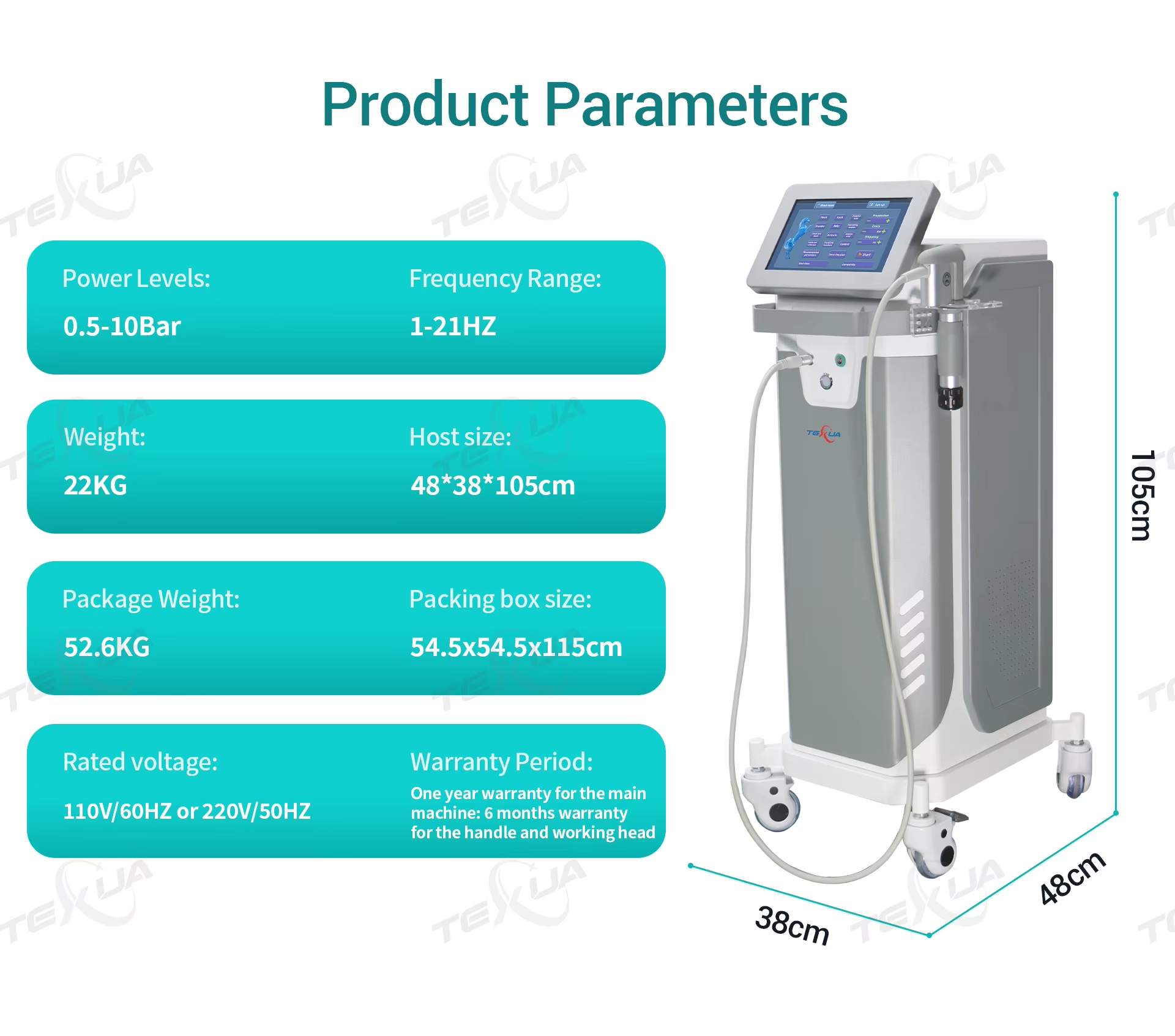 IWA-SWT20 High-Performance Mobile Veterinary Shockwave Therapy Station — specs overview