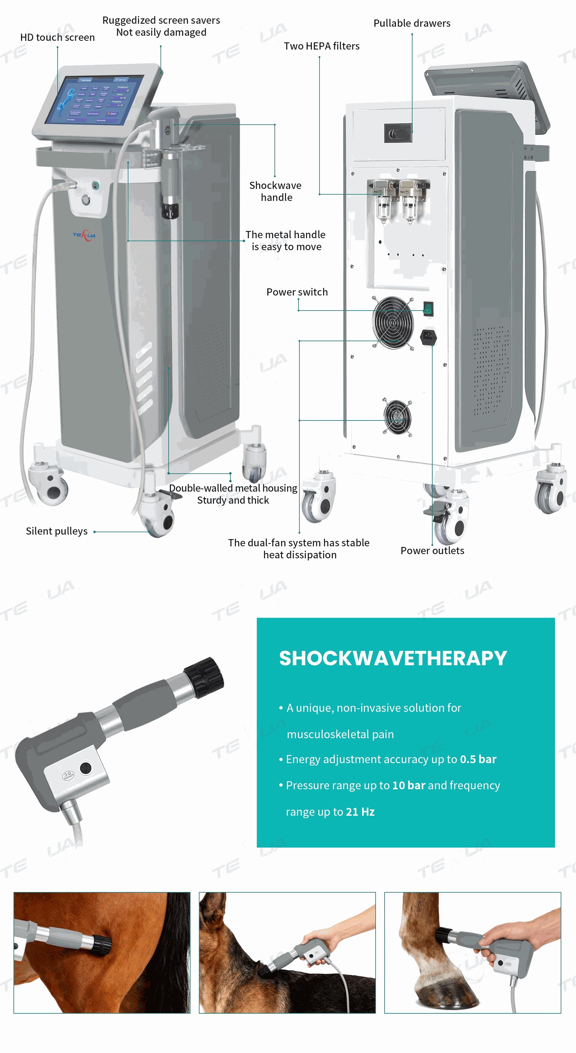 IWA-SWT20 High-Performance Mobile Veterinary Shockwave Therapy Station — structure