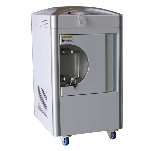 IWA-VPSS02 EO sterilizer — 3/4 view showing handle, controls, and casters