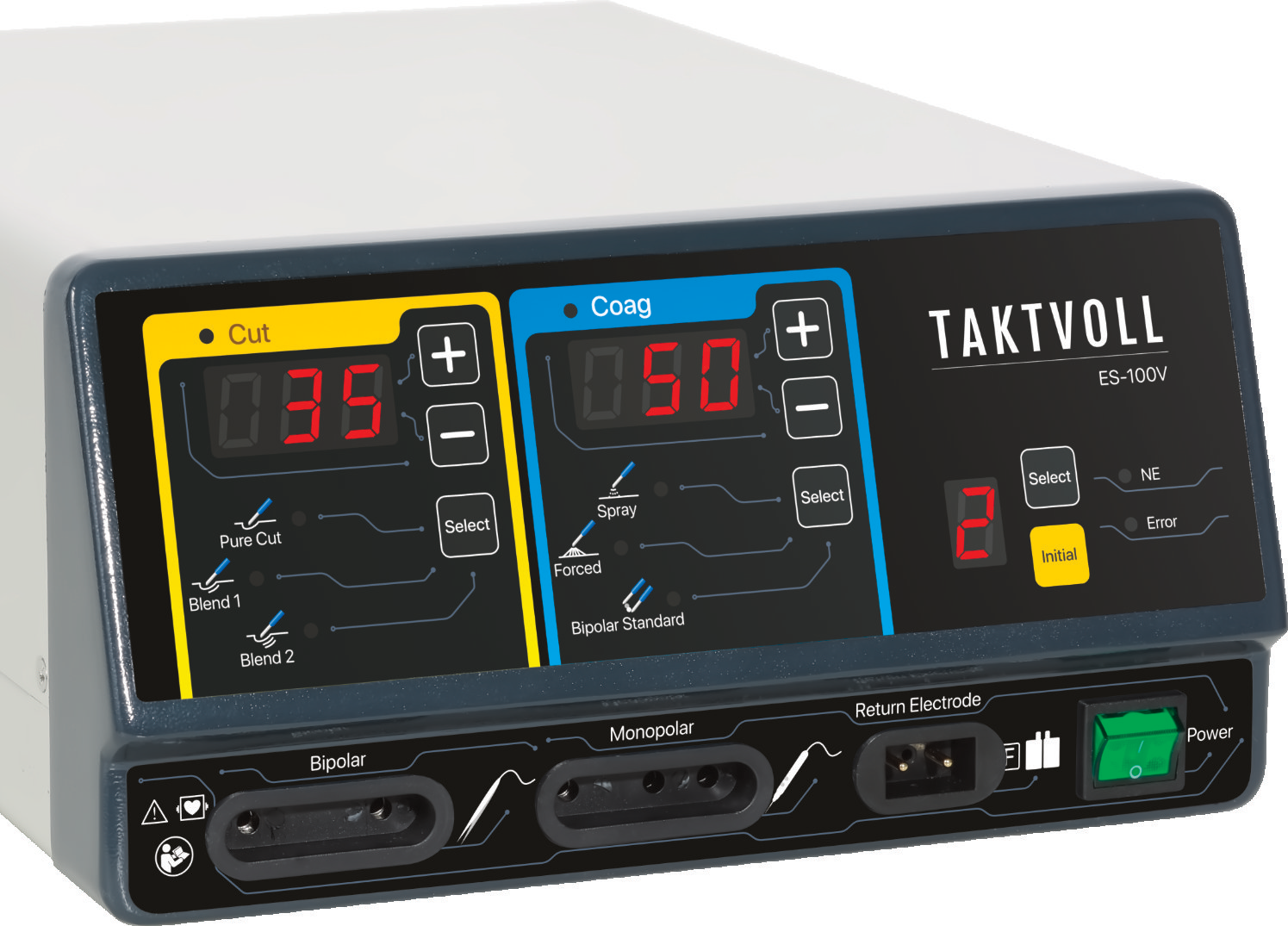 IWA-ES100V ES-100V compact veterinary electrosurgical generator front view