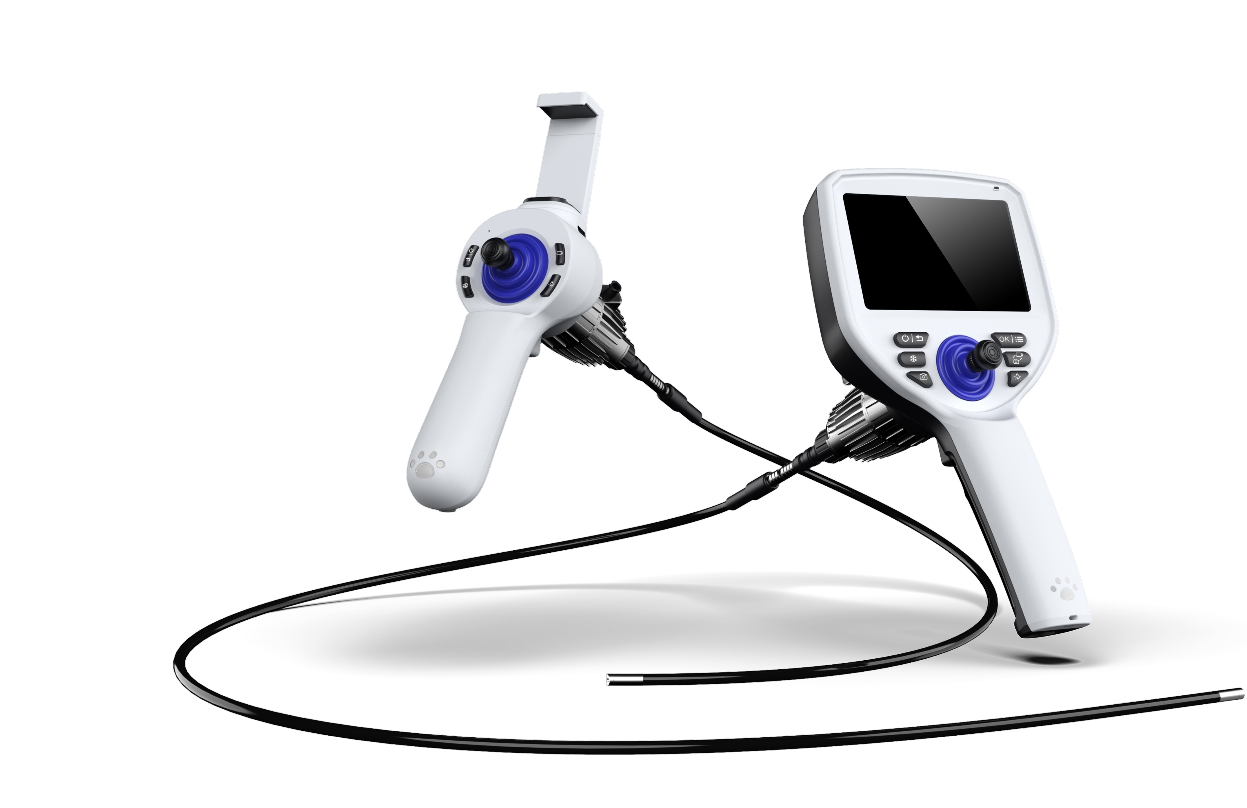 SOAIM SA Series veterinary endoscope complete system — SA-Pro display handpiece with SA-Air wireless handle and flexible insertion tube