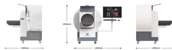 Side, front and rear views — 1268 mm width, 1200 mm depth, 1050 mm height