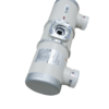 Canon E7239X rotating anode X-ray tube assembly - three-quarter view showing the ROTANODE rating label, beam port and both high-voltage receptacles