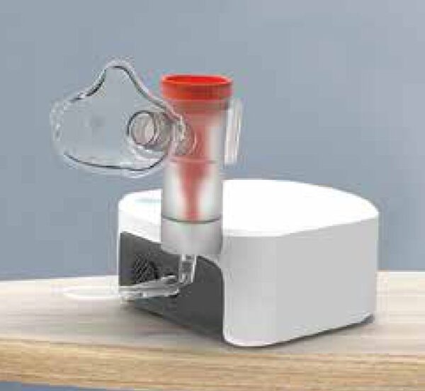 vcn2-mask-kit.jpg VCN2 veterinary nebulizer with nebulizer cup and animal face mask attached
