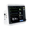 VM12 veterinary monitor, angled view showing side-panel sensor connectors for ECG, SpO2, temperature, CO2 and IBP