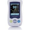 vm2-hero.jpg VM2 2.4-inch veterinary handheld pulse oximeter - front view showing SpO2, pulse rate, temperature and plethysmogram with three-key control