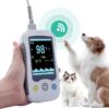 vm4-application.jpg VM4 handheld pulse oximeter with SpO2 sensor cable, shown with canine and feline patients